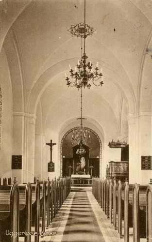 Ugerløse Kirke ca. 1914 - Billede 44 Her er den ældre loftsudsmykning overmalet.