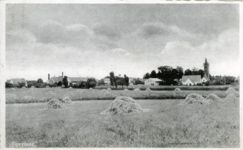 Ugerløse ca. 1940 - Billede 47 Byen set fra marken omtrent der hvor Pileager i dag ligger.